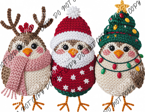 Faux Yarn Christmas Chicks DTF Transfer RTP DTF Transfers