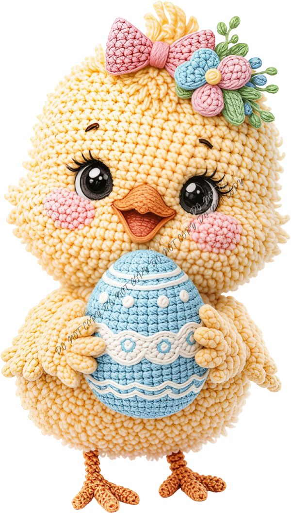 Faux Yarn Crochet Easter Chick DTF Transfer RTP DTF Transfers