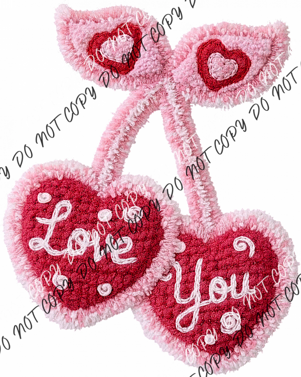 Faux Yarn Love You Cherries DTF Transfer RTP DTF Transfers