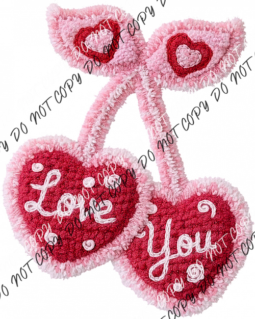 Faux Yarn Love You Cherries DTF Transfer RTP DTF Transfers