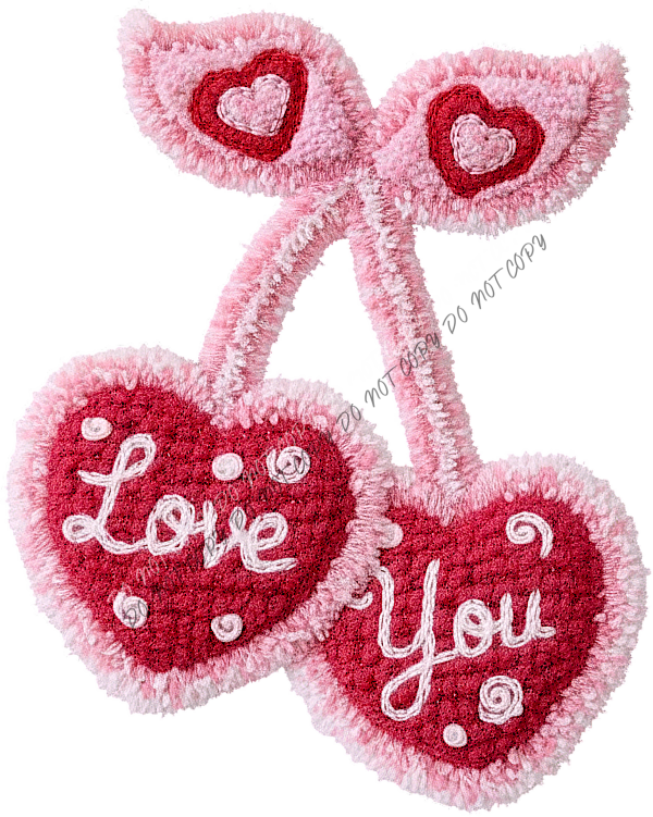 Faux Yarn Love You Cherries DTF Transfer RTP DTF Transfers