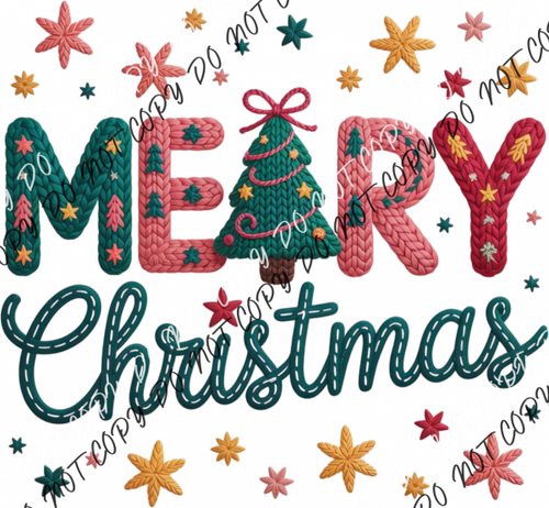 Faux Yarn Merry Christmas DTF Transfer RTP DTF Transfers