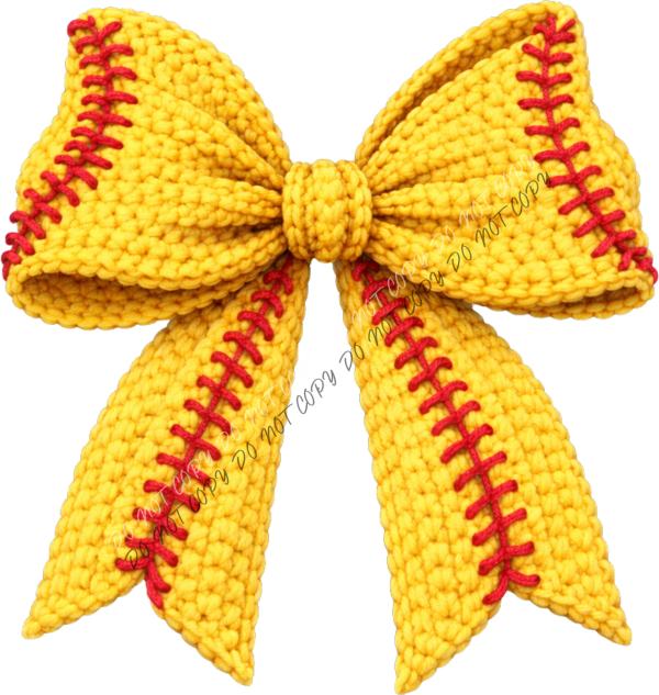 faux yarn softball coquette bow dtf transfer