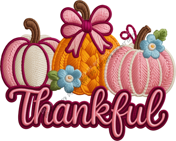Faux Yarn Thankful Pumpkins DTF Transfer RTP DTF Transfers