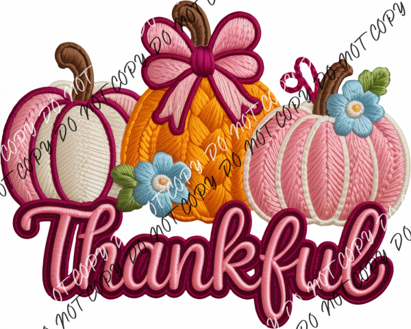 Faux Yarn Thankful Pumpkins DTF Transfer RTP DTF Transfers