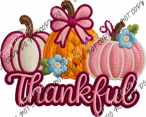 Faux Yarn Thankful Pumpkins DTF Transfer RTP DTF Transfers