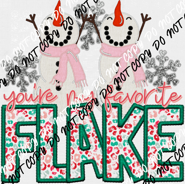 Favorite Flake Faux Glitter And Embroidery DTF Transfer - We Print U Press DTF Transfers