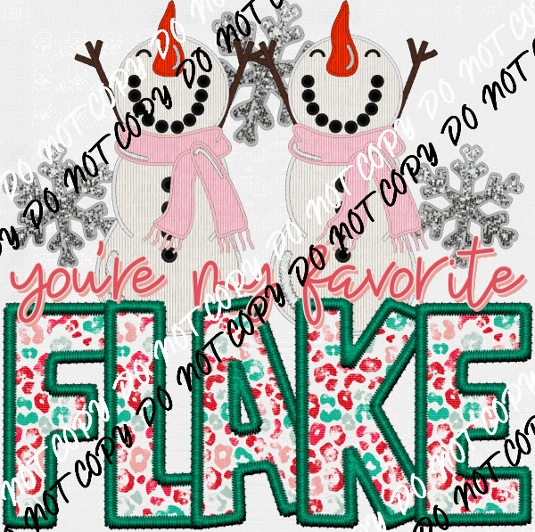 Favorite Flake Faux Glitter And Embroidery DTF Transfer - We Print U Press DTF Transfers