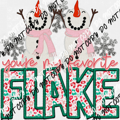 Favorite Flake Faux Glitter And Embroidery DTF Transfer - We Print U Press DTF Transfers