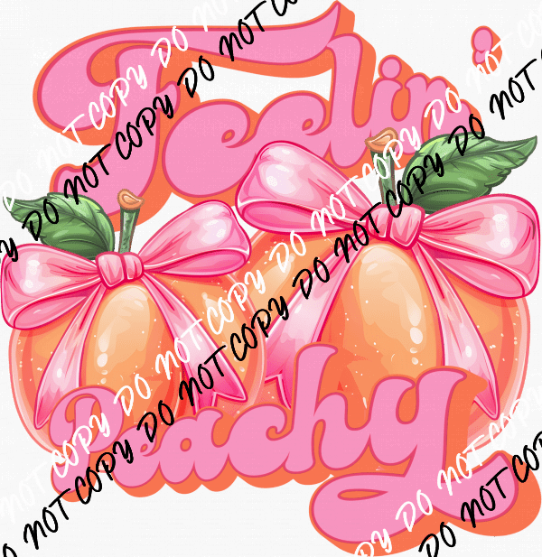 Feelin' Peachy with Pink Bows DTF Transfer - We Print U Press DTF Transfers