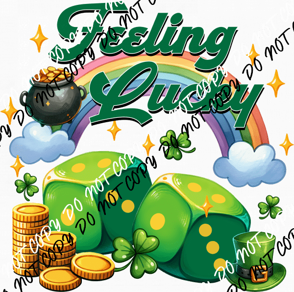 Feeling Lucky Dice St. Patrick's Day DTF Transfer - We Print U Press DTF Transfers