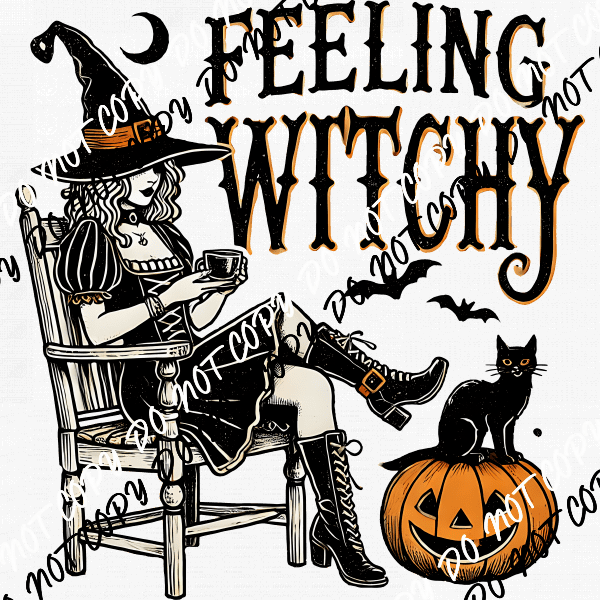 Feeling Witchy Witch in Rocking Chair DTF Transfer - We Print U Press DTF Transfers