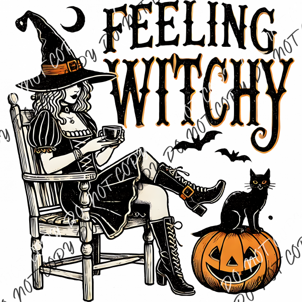 Feeling Witchy Witch In Rocking Chair Dtf Transfer Rtp Transfers