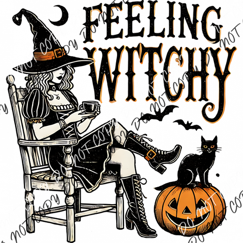 Feeling Witchy Witch In Rocking Chair Dtf Transfer Rtp Transfers