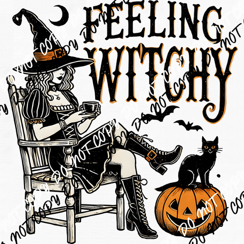 Feeling Witchy Witch in Rocking Chair DTF Transfer - We Print U Press DTF Transfers