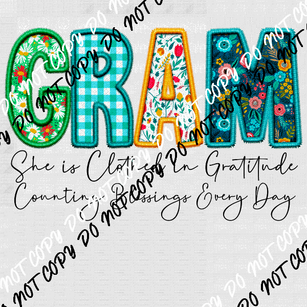 Female Family Titles - Clothed in Gratitude DTF Transfer (See Title Options) - We Print U Press DTF Transfers