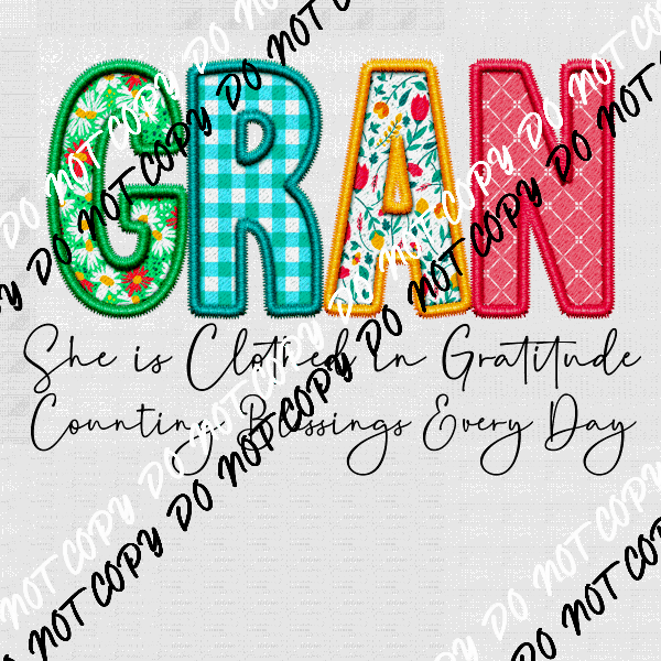 Female Family Titles - Clothed in Gratitude DTF Transfer (See Title Options) - We Print U Press DTF Transfers