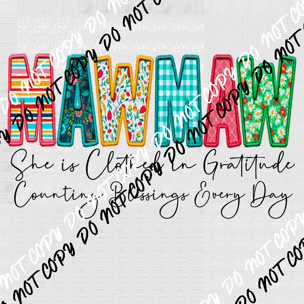 Female Family Titles - Clothed in Gratitude DTF Transfer (See Title Options) - We Print U Press DTF Transfers