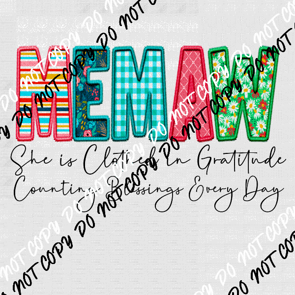 Female Family Titles - Clothed in Gratitude DTF Transfer (See Title Options) - We Print U Press DTF Transfers