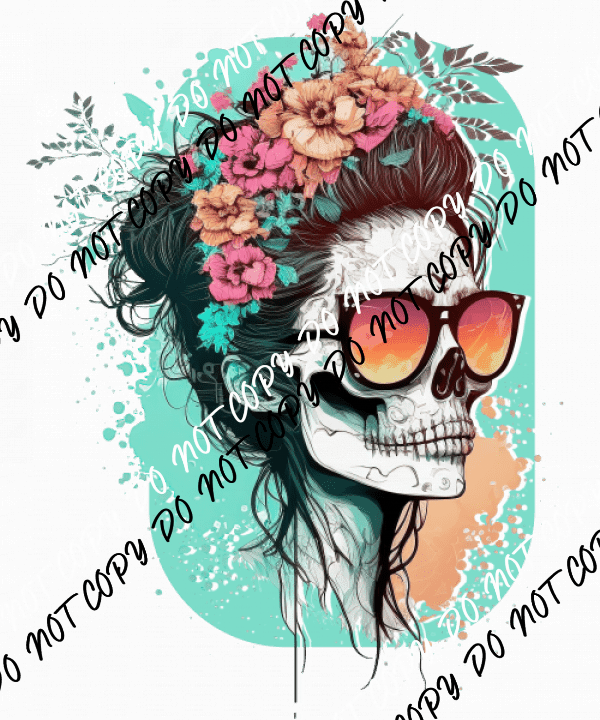 Feminine Skull Sunglasses Floral DTF Transfer - We Print U Press DTF Transfers