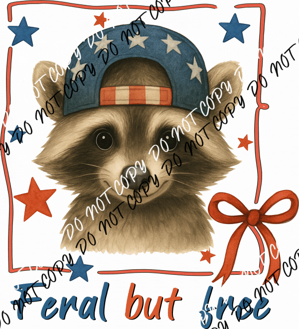 Feral But Free Boy Hat Raccoon DTF Transfer - We Print U Press DTF Transfers