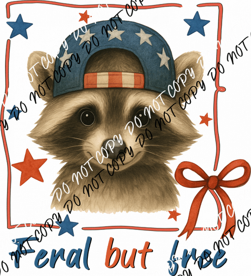 Feral But Free Boy Hat Raccoon DTF Transfer - We Print U Press DTF Transfers