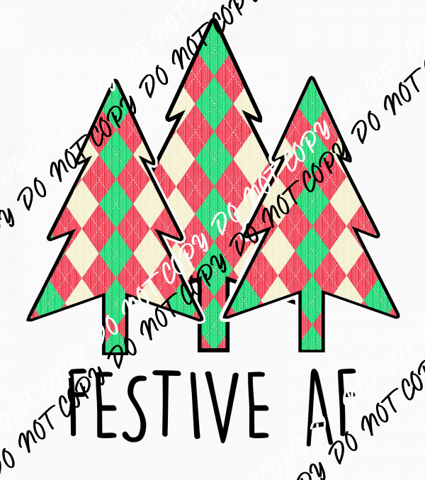 Festive AF Three Trees DTF Transfer - We Print U Press DTF Transfers