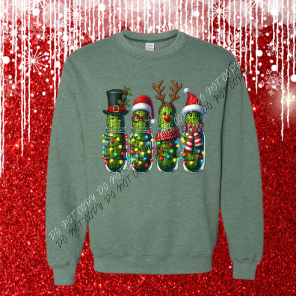 Festive Holiday Pickle Sweatshirt S / Heather Dark Green Boutique Fashion