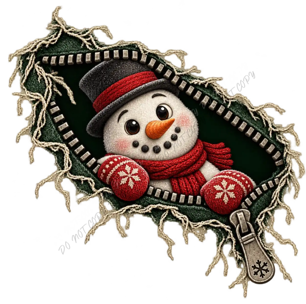 Charming snowman with carrot nose and coal eyes wearing red scarf and mittens, ready to press dtf transfer