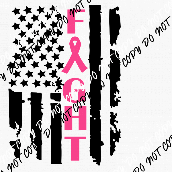 Fight Breast Cancer Flag Awareness DTF Transfer - We Print U Press DTF Transfers