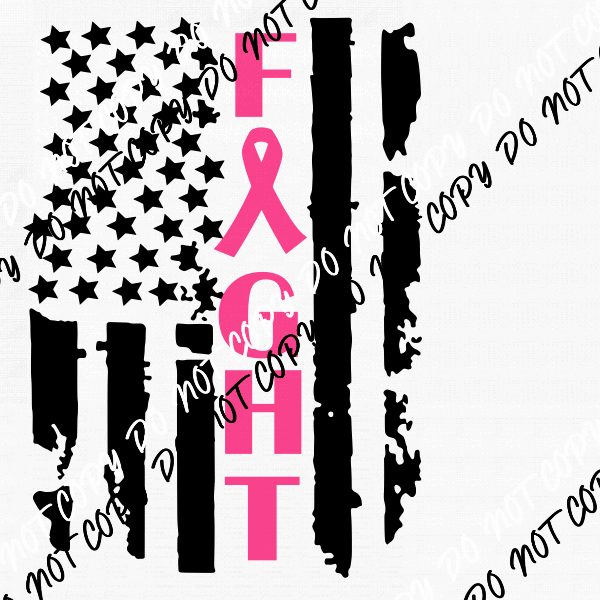 Fight Breast Cancer Flag Awareness DTF Transfer - We Print U Press DTF Transfers