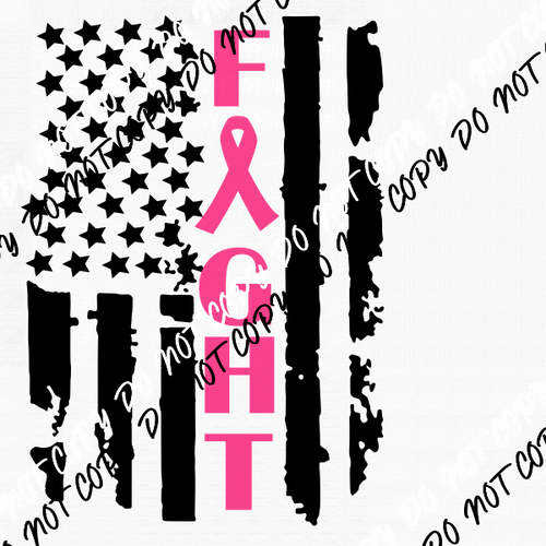 Fight Breast Cancer Flag Awareness DTF Transfer - We Print U Press DTF Transfers