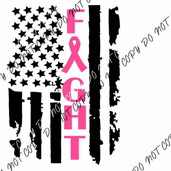 Fight Breast Cancer Flag Awareness Dtf Transfer