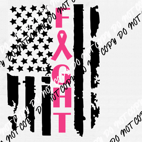 Fight Breast Cancer Flag Awareness DTF Transfer - We Print U Press DTF Transfers