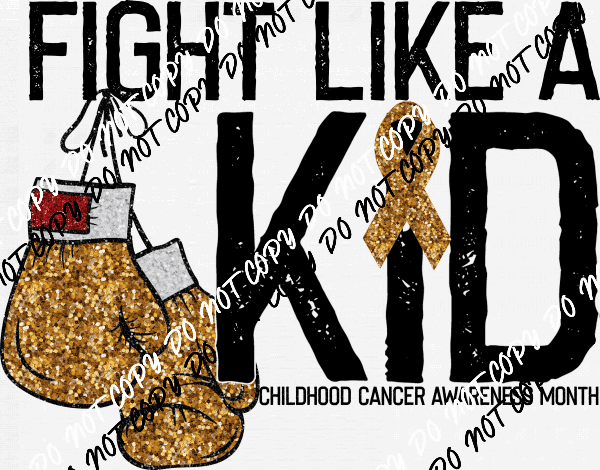 Fight Like a Kid Awareness Ribbon and Glove faux sequin DTF Transfer - We Print U Press DTF Transfers