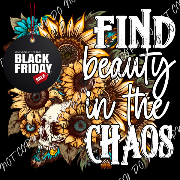 Find Beauty In The Chaos White Or Black Text Dtf Transfer Adult Xl-2Xl 12” / Print Rtp Transfers