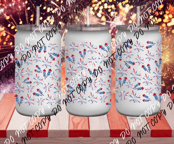 Fireworks UV Transfer for 16 oz Glass Can - We Print U Press DTF Transfers