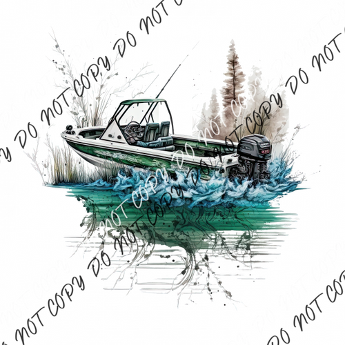 Fishing Boat Watercolor Dtf Transfer