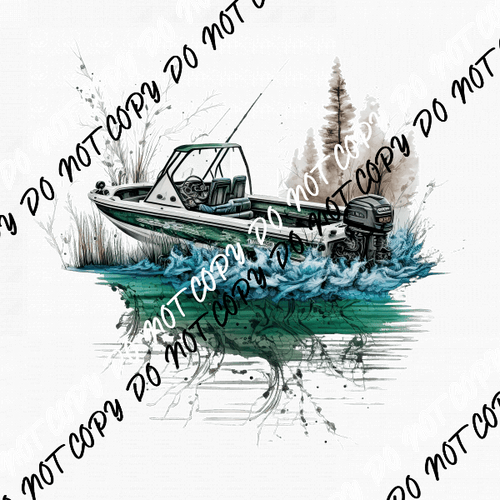 Fishing Boat Watercolor DTF Transfer - We Print U Press DTF Transfers