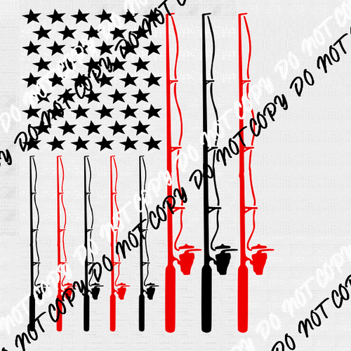 Fishing Pole American Flag DTF Transfer - We Print U Press DTF Transfers