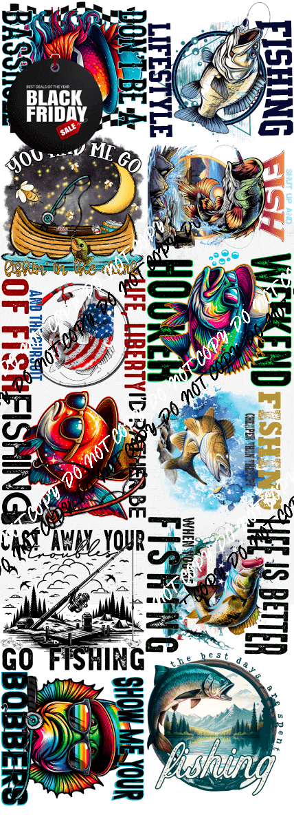 Fishing Premade Bundle Gang Sheet - We Print U Press DTF Transfers