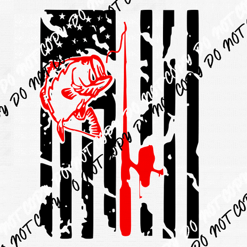Flag Fish Pole DTF Transfer - We Print U Press DTF Transfers
