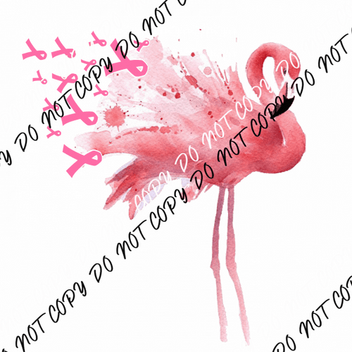 Flamingo Ribbons Breast Cancer Awareness DTF Transfer - We Print U Press DTF Transfers