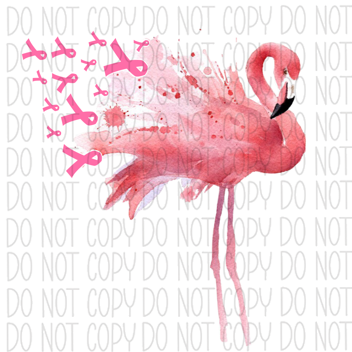 Flamingo Ribbons Breast Cancer Awareness Dtf Transfer