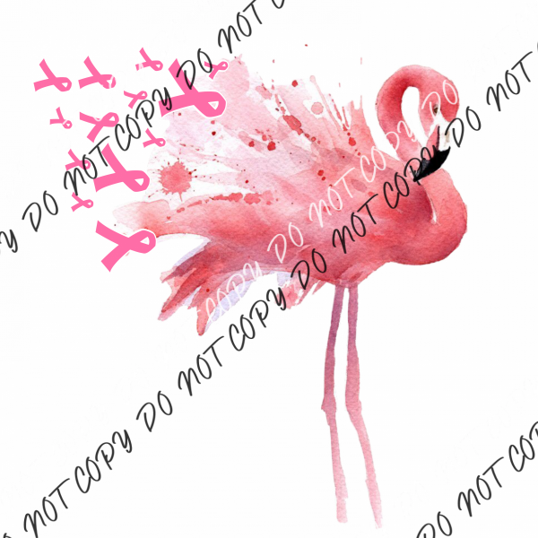 Flamingo Ribbons Breast Cancer Awareness Dtf Transfer