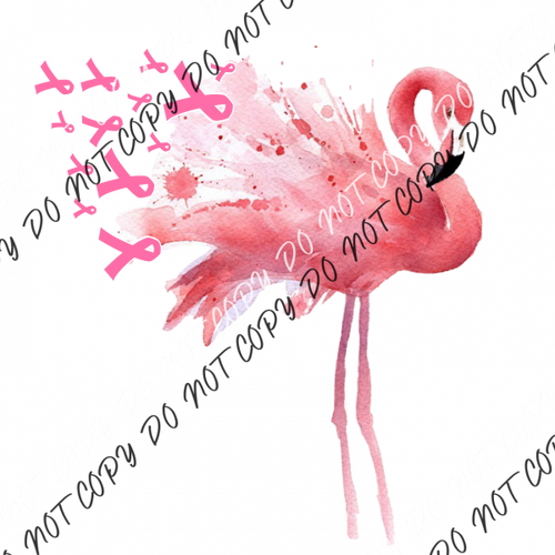 Flamingo Ribbons Breast Cancer Awareness Dtf Transfer