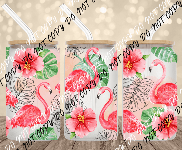 Flamingo UV Transfer for 16 oz Glass Can - We Print U Press DTF Transfers