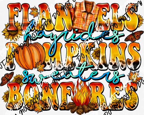 Flannels Hayrides Pumpkins Sweaters Bonfires DTF Transfer - We Print U Press DTF Transfers