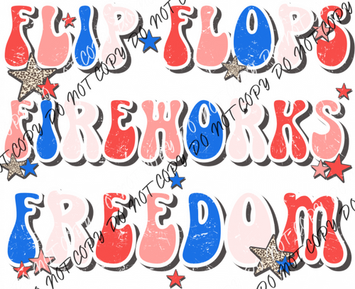 Flip Flops Fireworks Freedom Distressed Dtf Transfer