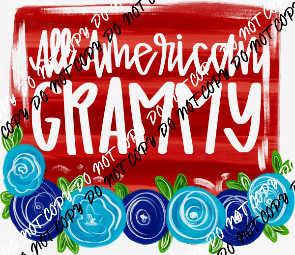 Floral All American Blue Roses DTF Transfer - Female Family Titles - We Print U Press DTF Transfers